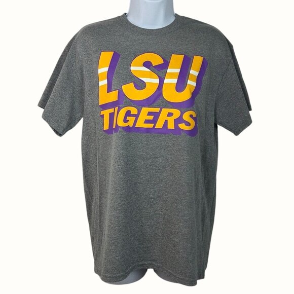LSU Tigers Louisiana State University Gray Short Sleeve Graphic T-Shirt Size M - Picture 1 of 5